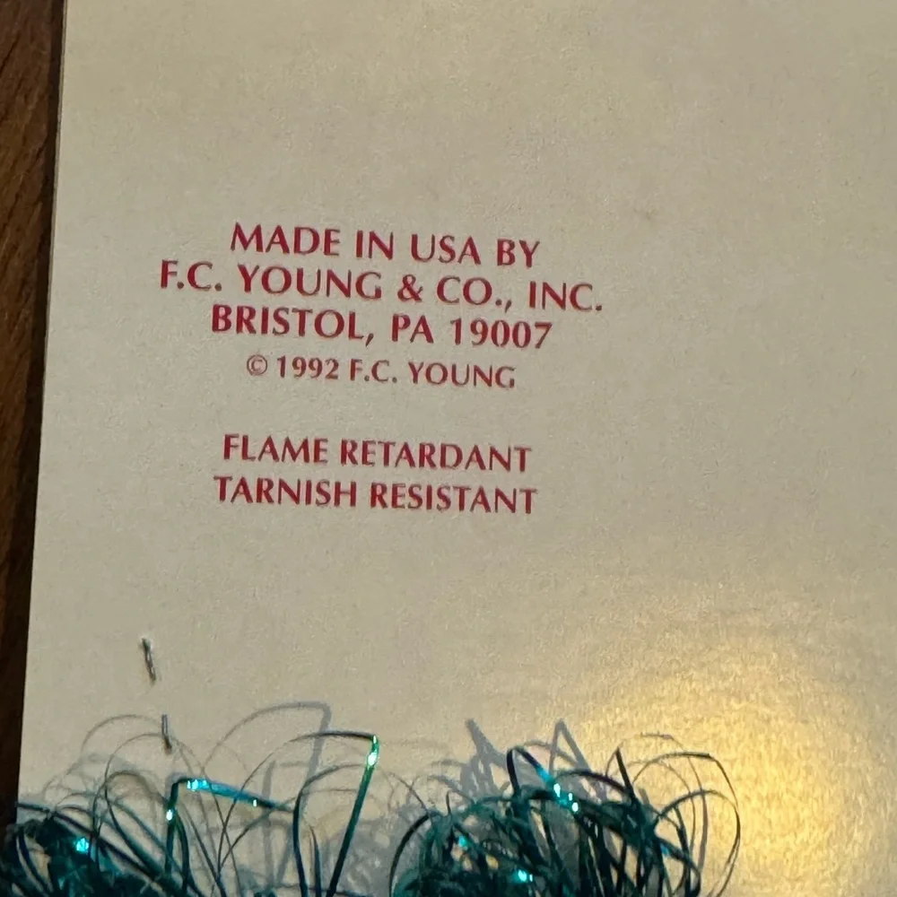 Vintage Young Craft Angel Spun Tinsel Garland In Aqua Blue, USA - 15 Ft, New